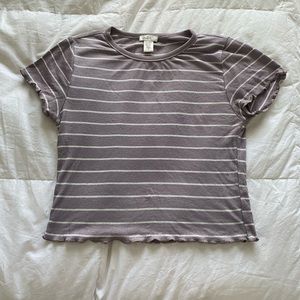 Lavender stripped lettuce crop top
